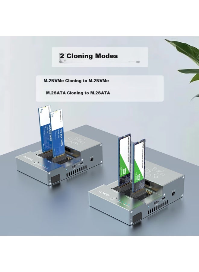 Aoko M.2 Dual-Bay Cloner, Nvme To Nvme Cloner, Ngff Ssd Offline Cloner, M.2 Sata System Hard Drive Copying Base With Cooling Fan, 20G S2Cg - Image 2