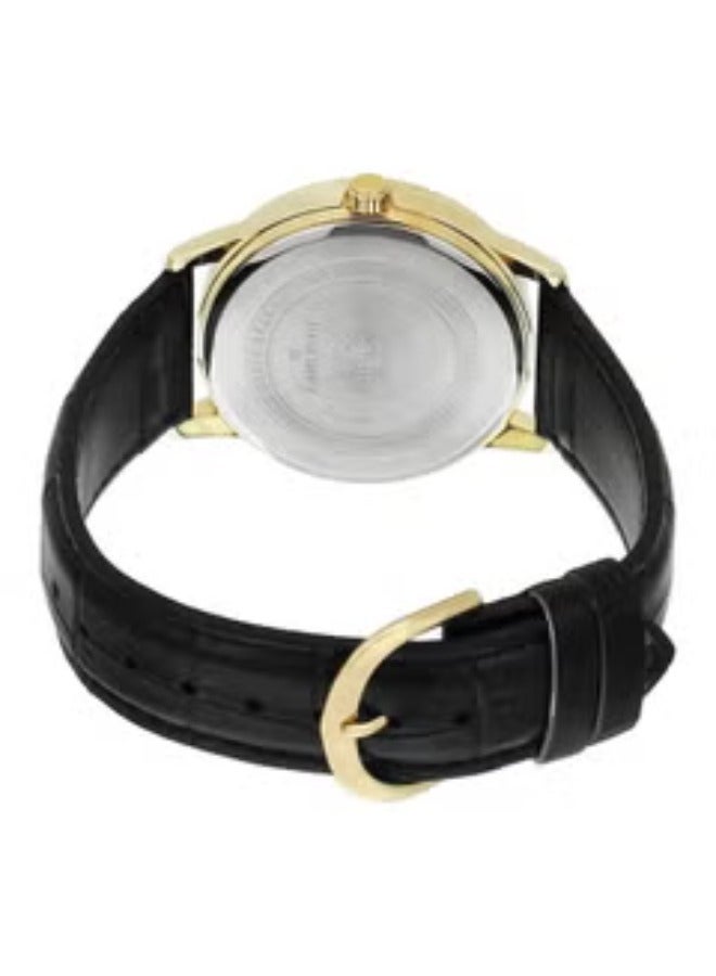 Casio MTP-V002GL-7B2UDF Leather Round Analog Water Resistant Watch for Men - Gold and Black - Image 2