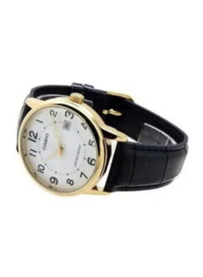Casio MTP-V002GL-7B2UDF Leather Round Analog Water Resistant Watch for Men - Gold and Black - Image 5
