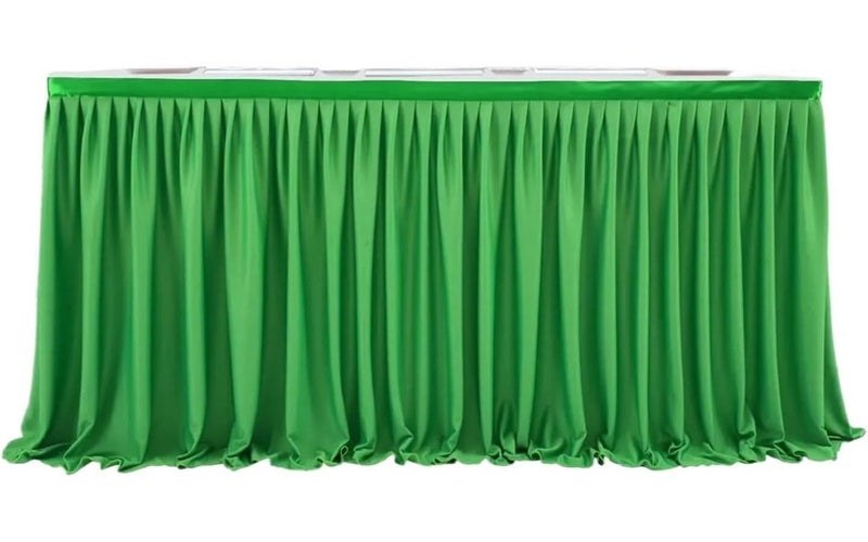 Polyester Table Skirt For Rectangle Tables 14ft Green Party Wedding Birthday Decor 78x427cm - Image 1