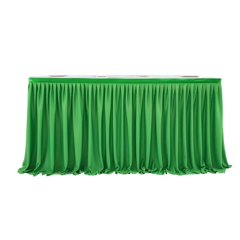 Polyester Table Skirt For Rectangle Tables 14ft Green Party Wedding Birthday Decor 78x427cm - Image 2