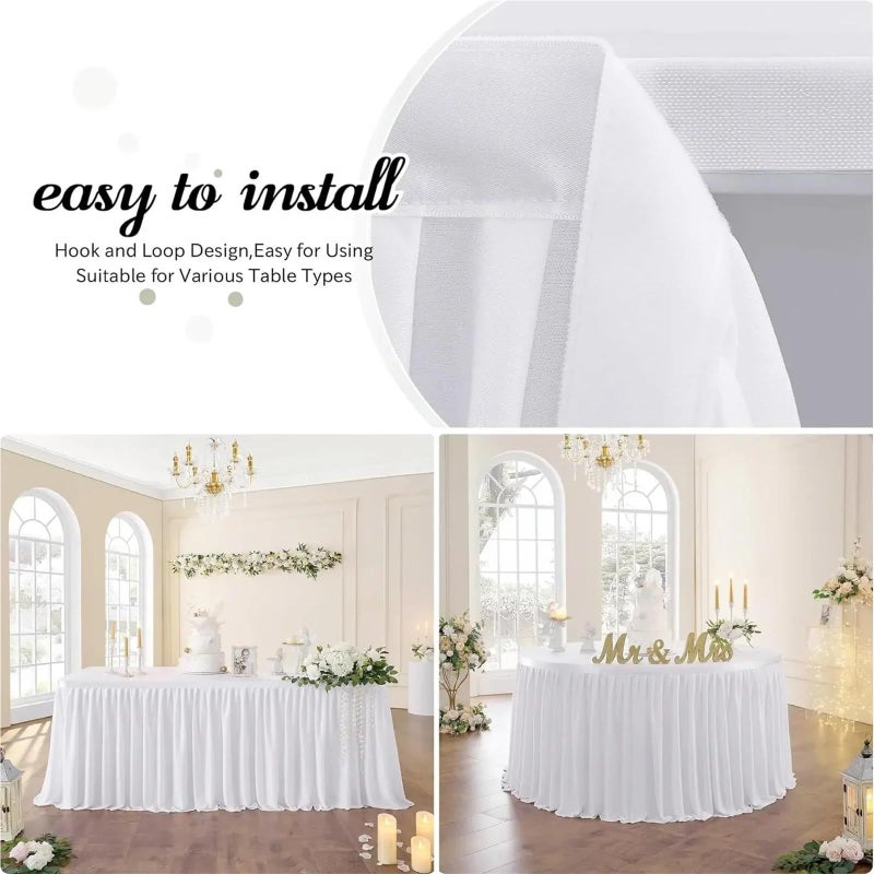 Polyester Table Skirt For Rectangle Tables 14ft Green Party Wedding Birthday Decor 78x427cm - Image 5