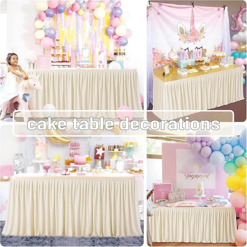 Polyester Table Skirt For Rectangle Tables 14ft Green Party Wedding Birthday Decor 78x427cm - Image 4