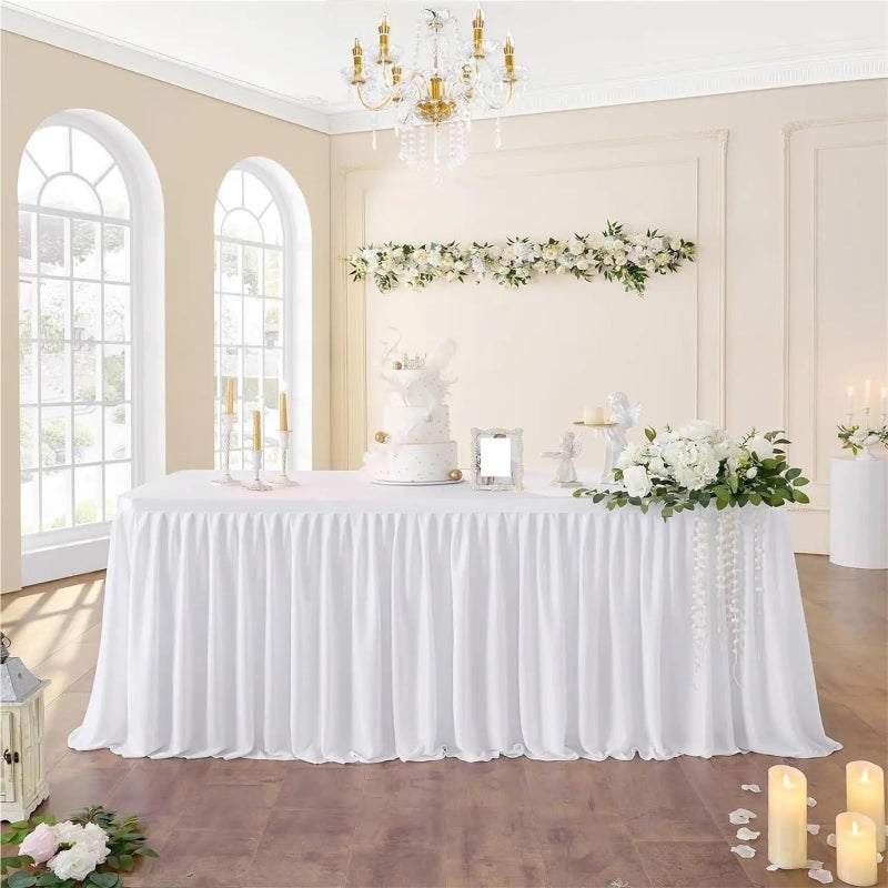 Polyester Table Skirt For Rectangle Tables 14ft Green Party Wedding Birthday Decor 78x427cm - Image 3