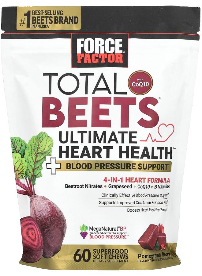 Force Factor Total Beets® With CoQ10 Pomegranate Berry 60 Superfood Soft Chews