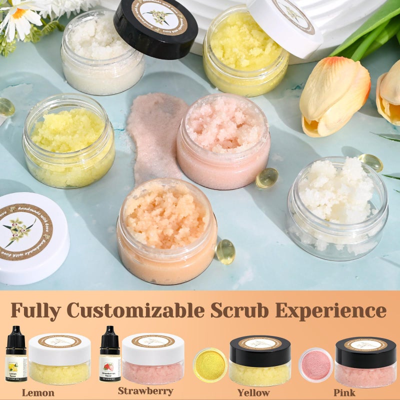 JUYRLE Sugar Lip Scrub Making Kit- 35Pcs Make Your Own Sugar Lip Scrub with Shea Butter, Almond Oil, Essential Oils, Moisturizing and Exfoliating Dry Lip, DIY Organic Lip Care Gifts For Women & Men - Image 5