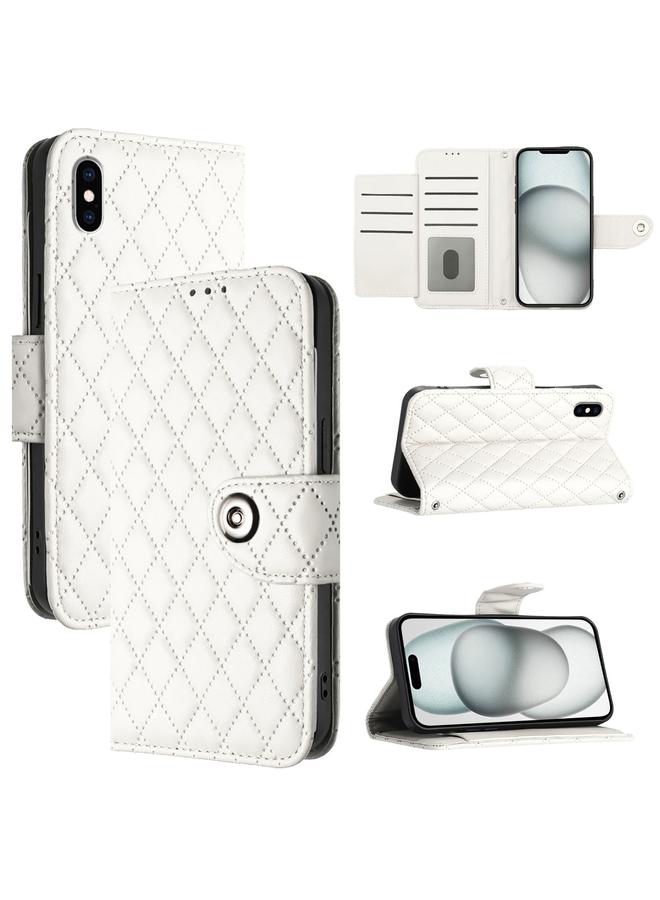 اس-توب جراب هاتف iPhone XS Max مصنوع من الجلد بتصميم معيني مع حبل تعليق - Image 1