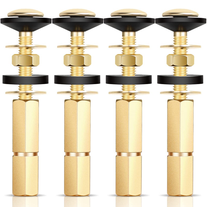 Hotop 4 Pack Toilet Tank to Bowl Bolt Kits, Heavy Duty Bolts Toilet Bolts for Tank Stainless Steel and Brass with Extra Long Nuts Rubber Washers Easy to Install and Double Gaskets for Fastening - Image 1