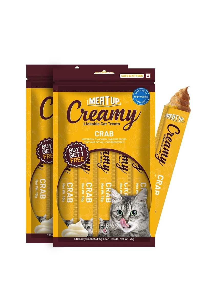 Meatup Creamy Likable Cat Treat Crab Flavour Snack 10x15g - Image 1