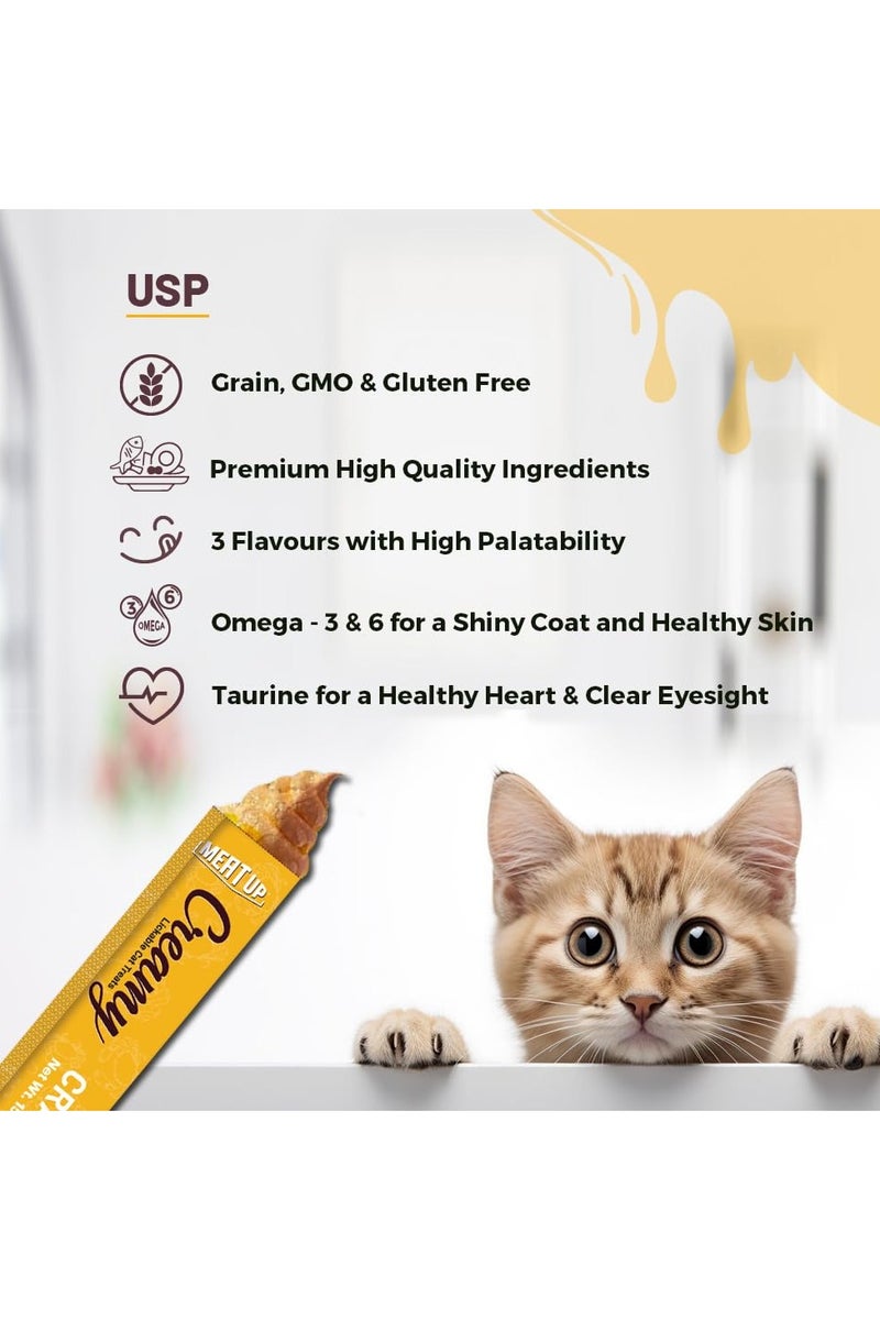 Meatup Creamy Likable Cat Treat Crab Flavour Snack 10x15g - Image 5