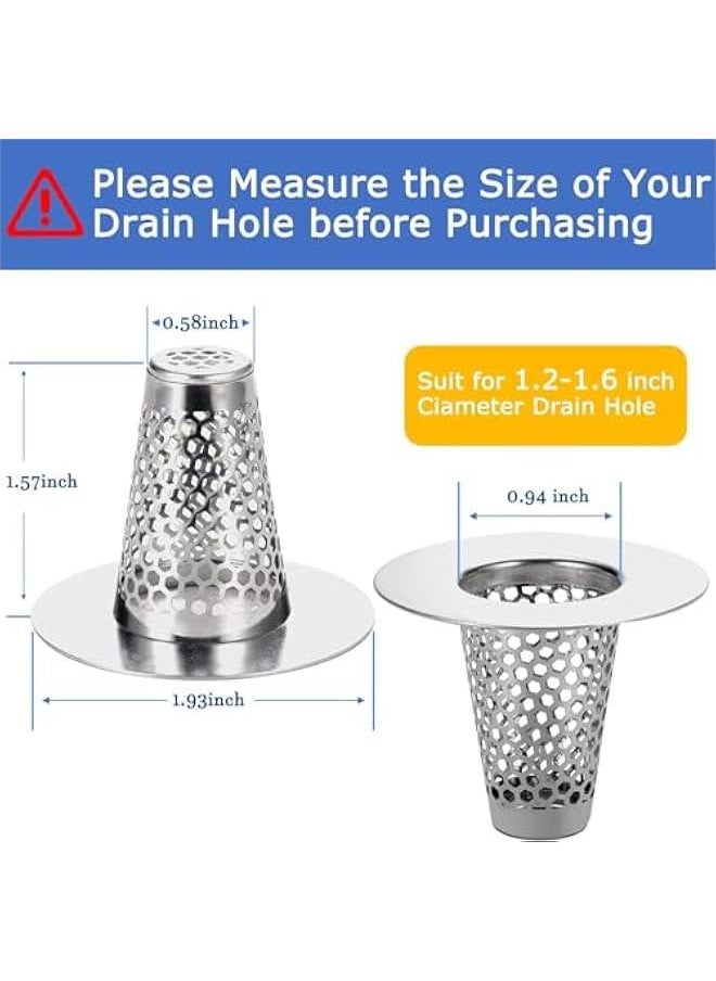 HOOKOR 6PCS Bathroom Sink Drain Strainers for 1.2-1.6 Drain Hole,1 Small Conical Premium Stainless Steel Bathtub Drain Cover Hair Catcher  - Image 2