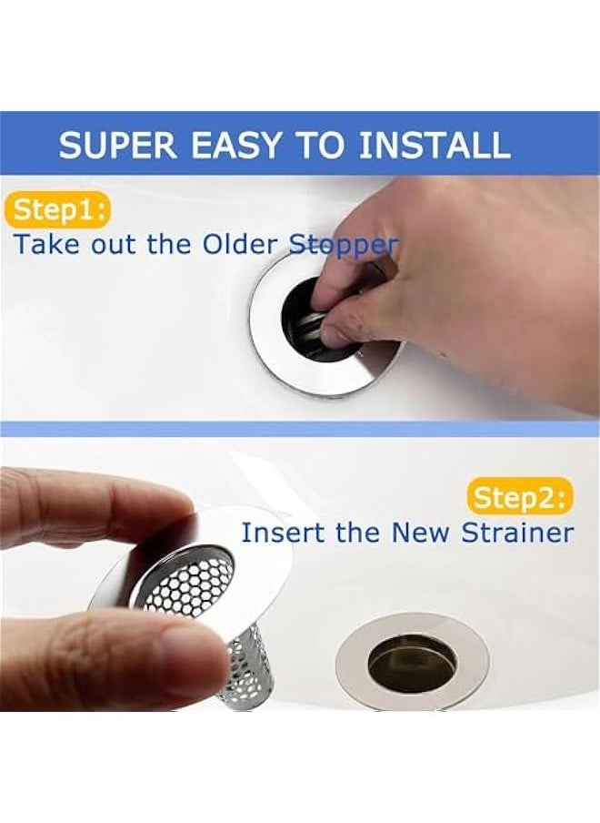HOOKOR 6PCS Bathroom Sink Drain Strainers for 1.2-1.6 Drain Hole,1 Small Conical Premium Stainless Steel Bathtub Drain Cover Hair Catcher  - Image 4