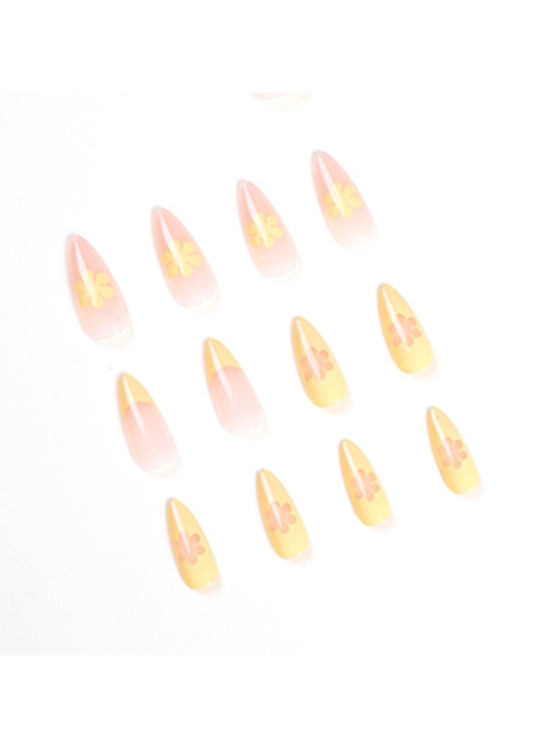 جوسكوين أظافر اصطناعية 24 قطعة ، أظافر فرنسية اصطناعية طويلة مع تصاميم زهور مفعمة بالحيوية ، أظافر أكريليك مزيفة متوسطة مع طقم غراء - Image 5