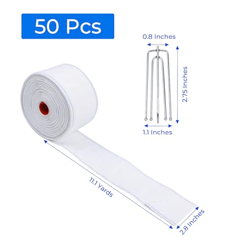 UBCGOTT Curtain Pleat Tape, 11 Yards Pleater Curtains Tape with 50 Pcs Stainless Steel Pleater Hooks with 4 Prongs, Pinch Pleat Curtain Drapes Tape for Handmade DIY Pleated Curtain - Image 4
