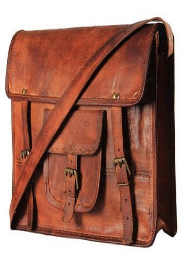 RSN Unisex Leather Bags and Backpacks For College, Travelling, Camping, Cycling and Hiking - Brown - Size: LxBxH - 16x12x5 inches - Image 1