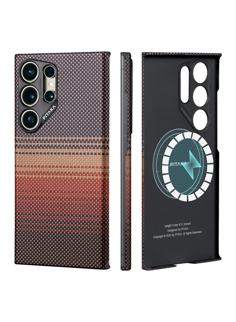 PITAKA for S24 Ultra Case, 6.8 Inch, Compatible with MagSafe, Slim & Light Samsung Galaxy S24 Ultra Case, 1500D Aramid Fiber Made - MagEZ Case 4 - Sunset