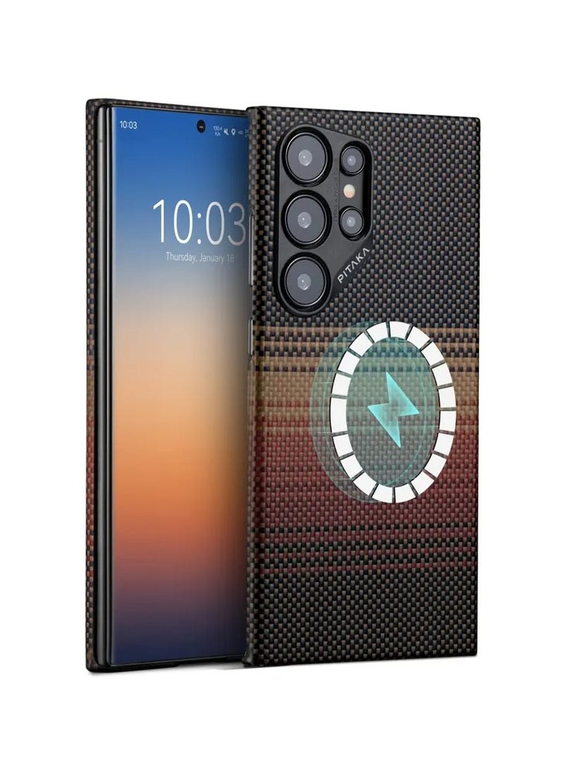 PITAKA for S24 Ultra Case, 6.8 Inch, Compatible with MagSafe, Slim & Light Samsung Galaxy S24 Ultra Case, 1500D Aramid Fiber Made - MagEZ Case 4 - Sunset