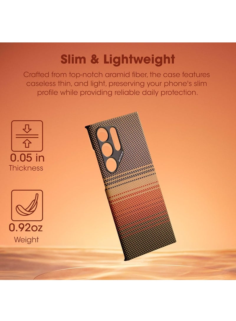 PITAKA for S24 Ultra Case, 6.8 Inch, Compatible with MagSafe, Slim & Light Samsung Galaxy S24 Ultra Case, 1500D Aramid Fiber Made - MagEZ Case 4 - Sunset