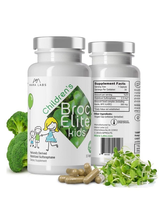 BrocElite بروك إليت ميرا لابز للأطفال | مكمل بروكلي مع مستخلص سلفورافان المستقر طبيعياً للأطفال | بدون بقايا جليفوسات | 30 كبسولة نباتية - Image 1