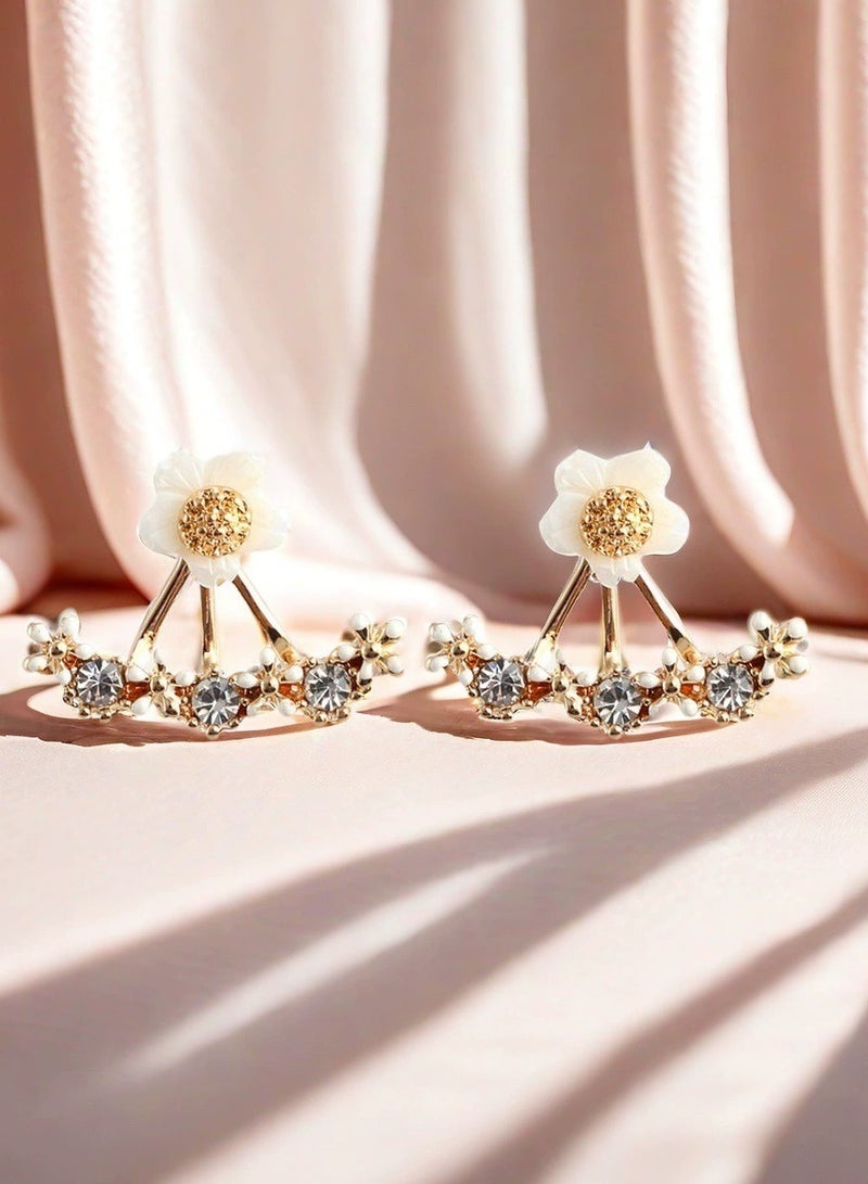 Goolsky Creative Flower Double-Wear Earrings for Women – Back-Hanging Floral Studs, Versatile Minimalist Fashion Jewelry