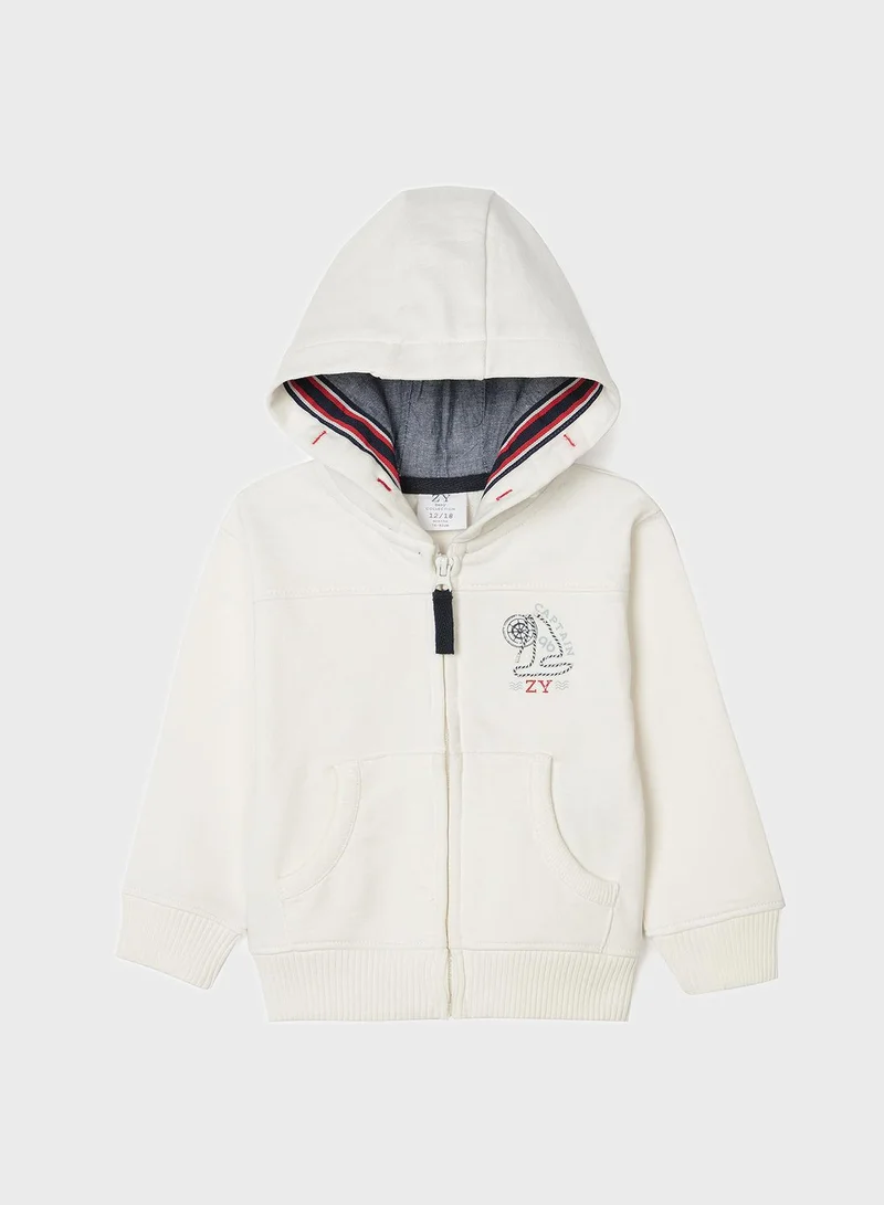 Zippy Infant Hooded Zip Through Cardigan