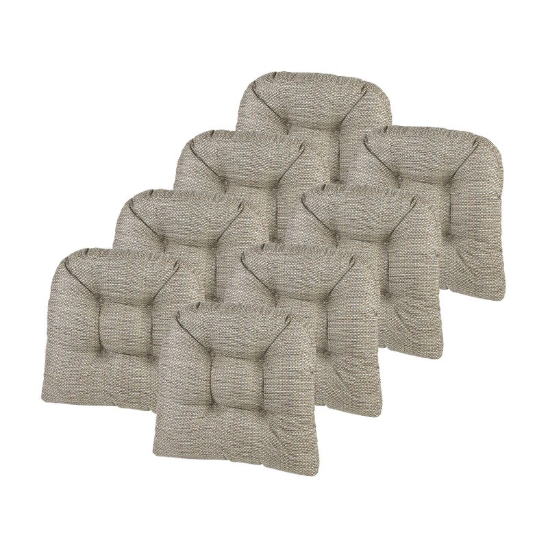 Klear Vu Klear Vu Gripper Overstuffed Universal NonSlip Dining Chair Cushions for Kitchen Decor or Office Use UShaped SkidProof Seat Pad 15x15 Inches 8 Count Pack of 1 Waffle Natural 