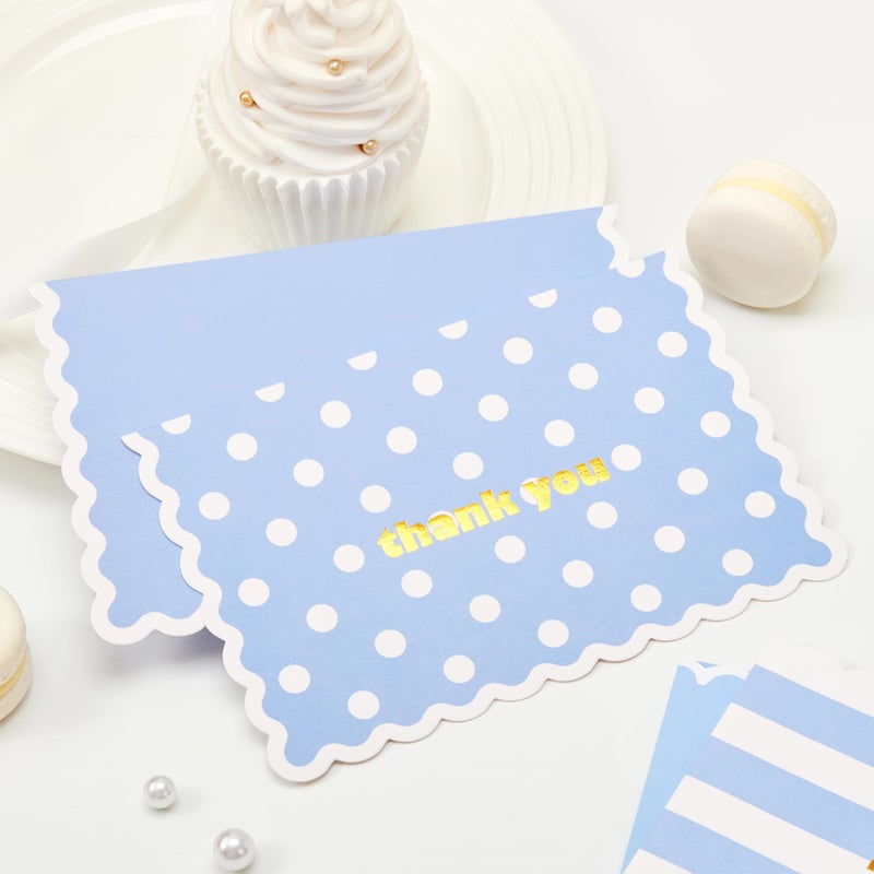 Crisky 3 Assortment Gold Foil Wavy Blue Thank You Cards with Envelopes (50 Pack) for Birthday, Baby Shower, Bridal Shower, Wedding, Graduation - Image 4