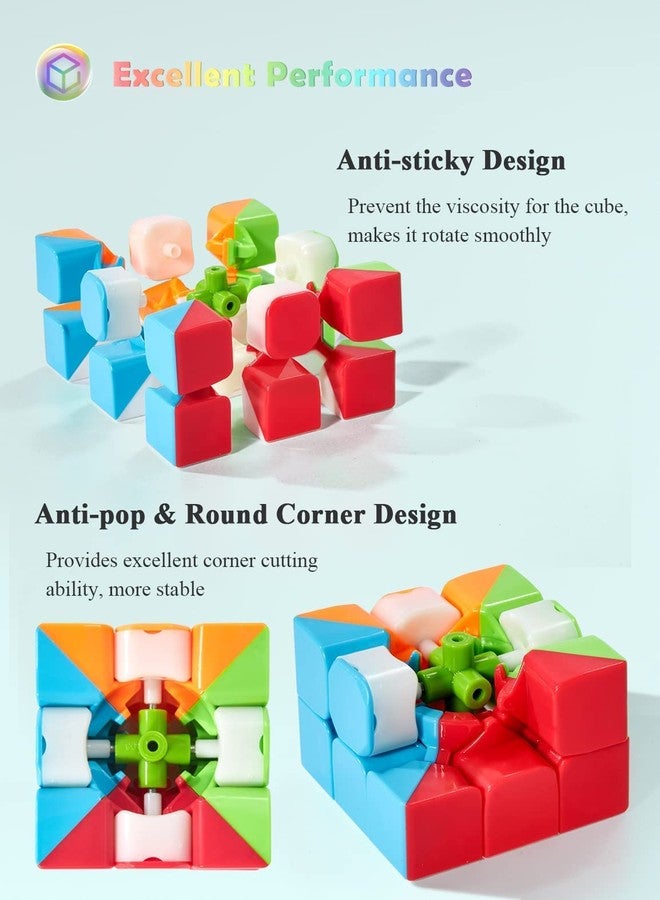 Authfort Speed Cube Set, Magic Cube Bundle 2x2 3x3 Pyramid Stickerless Cube Puzzle Toys Gift for Kids and Adults (3 Pack) - Image 3