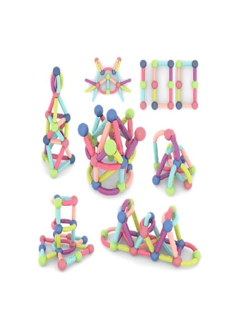 Magnetic Sticks Building Blocks Toy for Kids, 3D Magnetic Balls and Rods Set for Children Montessori Educational Toys Stacking Toys for Kids Ages 3 and Up (100 Pieces) - Image 5