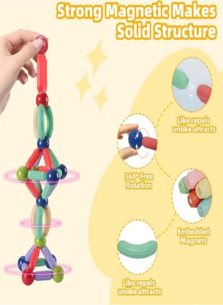 Magnetic Sticks Building Blocks Toy for Kids, 3D Magnetic Balls and Rods Set for Children Montessori Educational Toys Stacking Toys for Kids Ages 3 and Up (100 Pieces) - Image 2