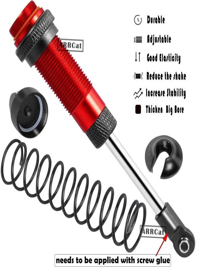 ARRCat 4PCS Front Rear Full Alloy Shocks RC Upgrades Parts for 1/10 Senton Granite Big Rock Vorteks 3s Blx 4X4 Mega 550,for 1/10 Kraton Outcast 4s,Red,Replace #AR330550 AR330551 - Image 4