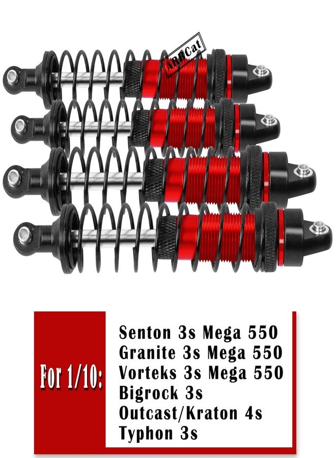 ARRCat 4PCS Front Rear Full Alloy Shocks RC Upgrades Parts for 1/10 Senton Granite Big Rock Vorteks 3s Blx 4X4 Mega 550,for 1/10 Kraton Outcast 4s,Red,Replace #AR330550 AR330551 - Image 2