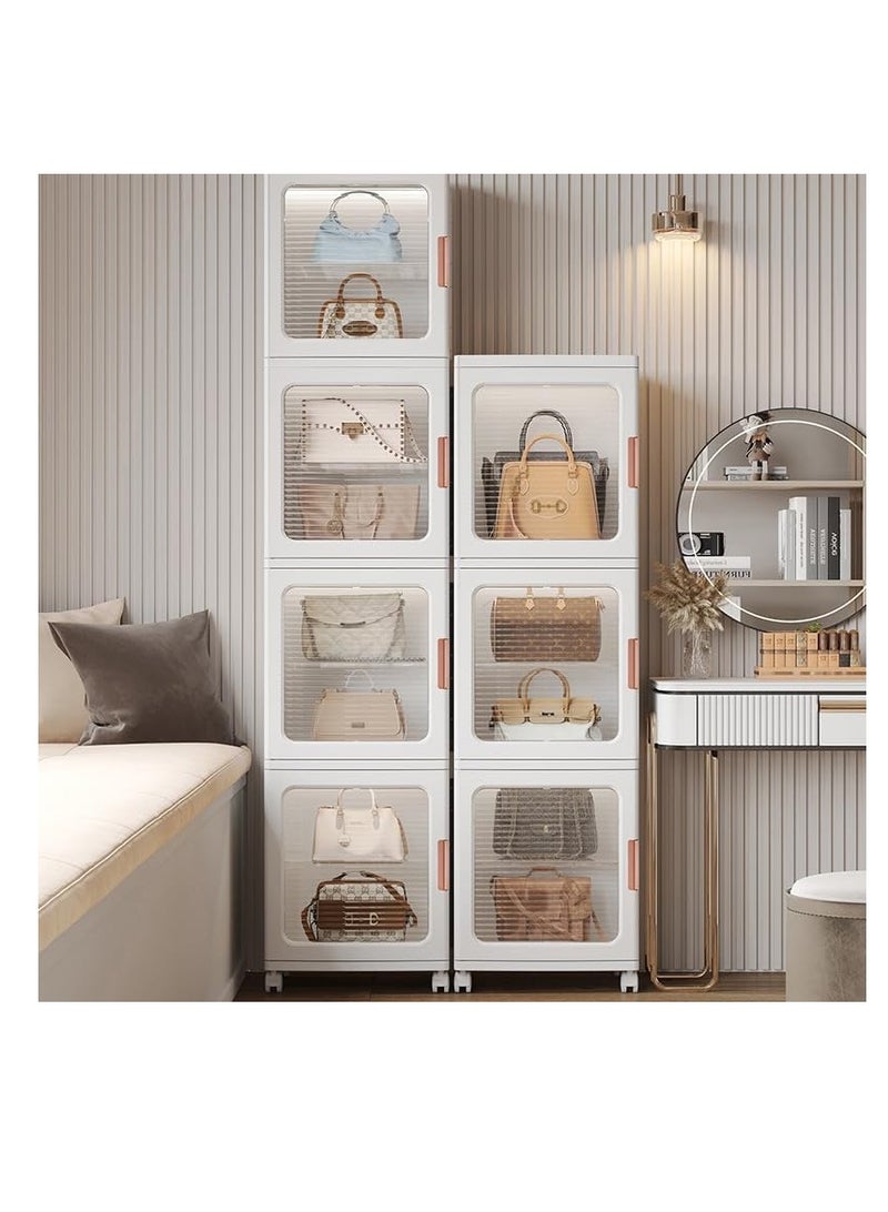 Generic Storage Cabinet Box Bathroom Corner Locker Kitchen Organizer Foldable with Adjustable Shelf and Clear Door for Baby Clothes Toys Snack Shoes Hats and Bags (3 Layer, White)  - Image 4