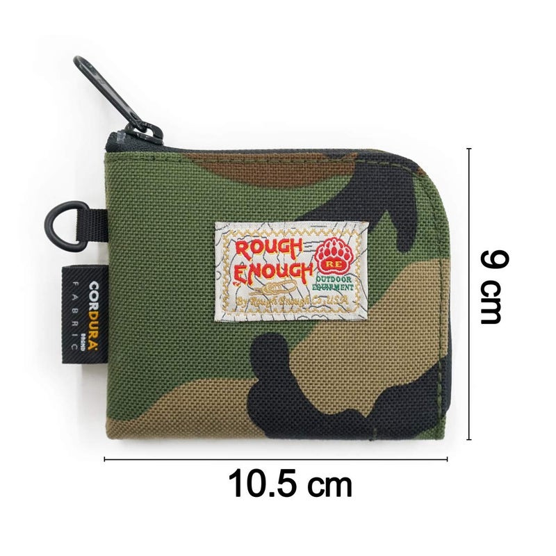 RE ROUGH ENOUGH Rough Enough Small Coin Pouch Purse Mens Front Pocket Wallet Slim with Zipper Keychain Lanyard for Coins Cards Keys, Camo Cordura - Image 3