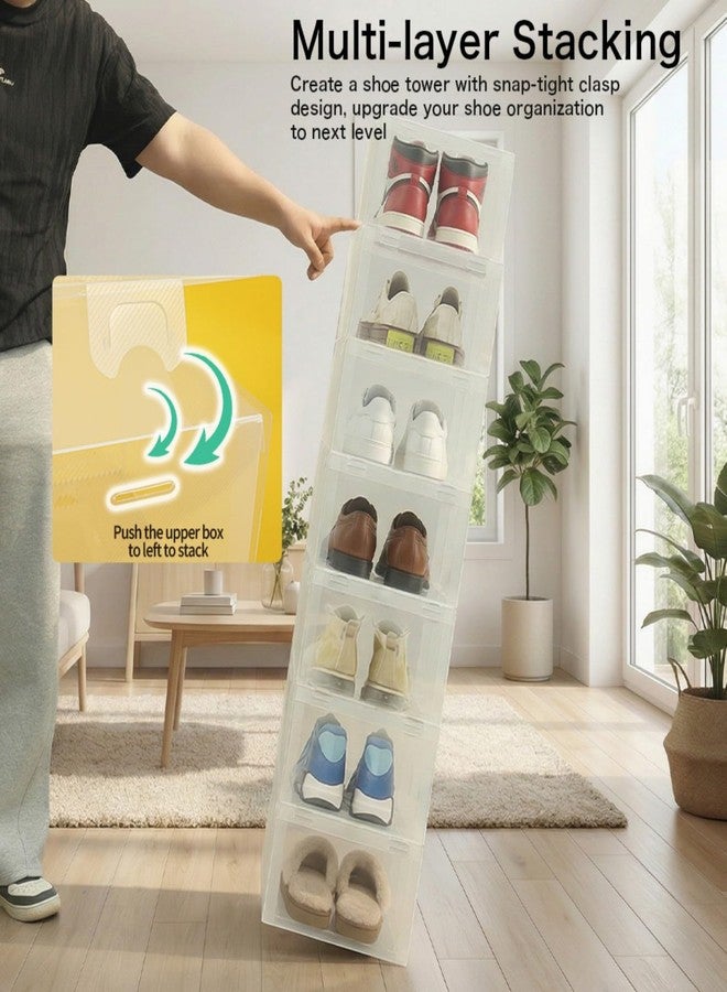 صناديق أحذية GTYOPR، عبوة من 12 صندوقًا، تناسب مقاس 13 أمريكي، منظم تخزين أحذية قابل للطي، منظمات ووحدات تخزين للخزانة، عرض أحذية، صناديق أحذية شفافة لحافظة أحذية المدخل، مناسبة للأحذية ذات الرقبة العالية، 13.58 × 9.84 × 6.1 بوصة - Image 4