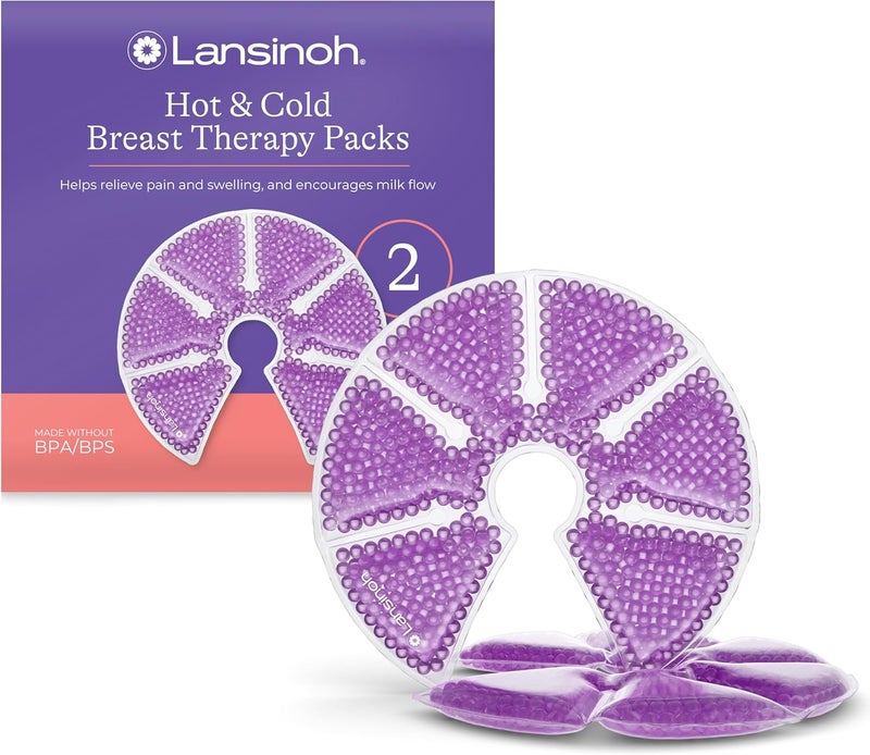 Lansinoh Hot Cold Breast Therapy Gel Pads 2 Pack with Soft Covers Breastfeeding Compress Helps Relieve discomfort from Common Breast Feeding Conditions Hospital Bag Maternity Essentials - Image 1