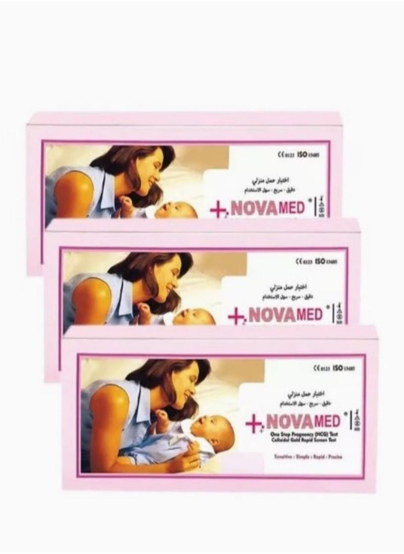 NOVAMED Pack of 3 One Step Pregnancy HCG Test Cassette Kit  - Image 1