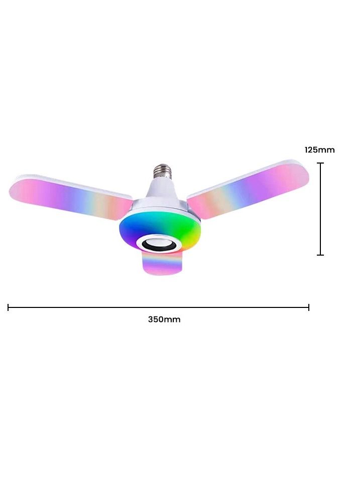 SOSEKO Creative Music Light RGB three Leaves Fan Shaped LED Bulb Remote Control Foldable Music Lamp - Image 2