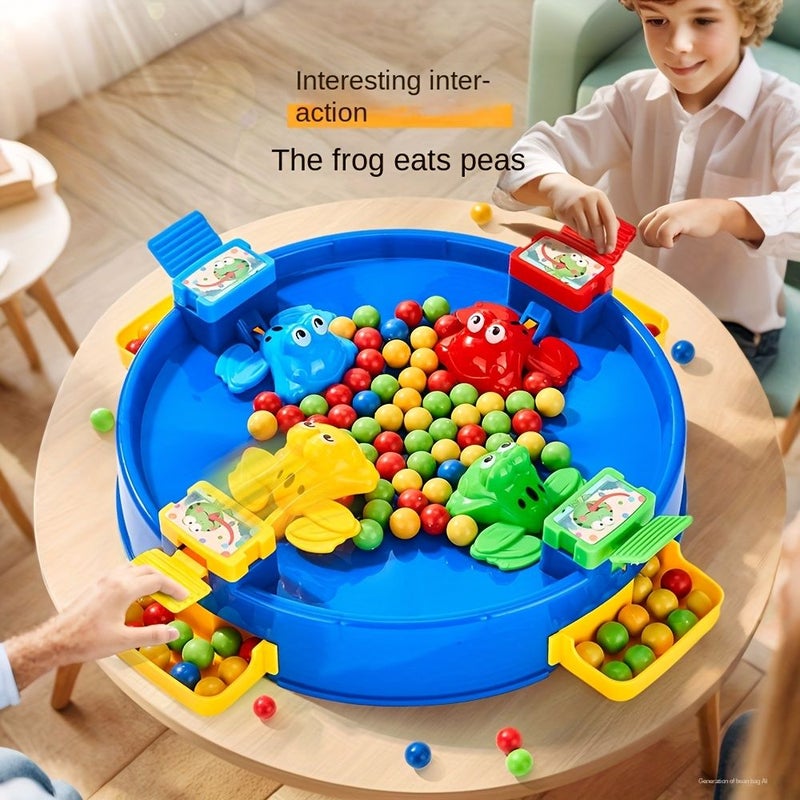 Large Green Frog Bean Eating Toy Family Interactive Board Game For Parent Child Bonding Reaction Training Kids Boys Girls Party Birthday Gift With 72 Colored Beans ABS Material - Image 4