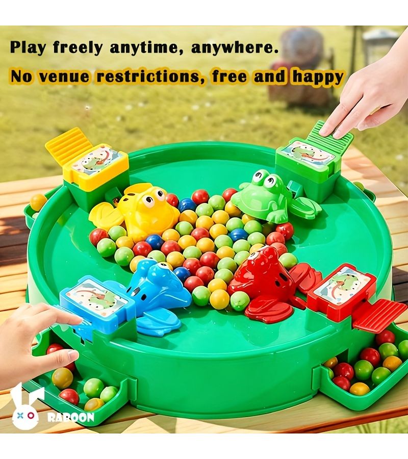 Large Green Frog Bean Eating Toy Family Interactive Board Game For Parent Child Bonding Reaction Training Kids Boys Girls Party Birthday Gift With 72 Colored Beans ABS Material - Image 3