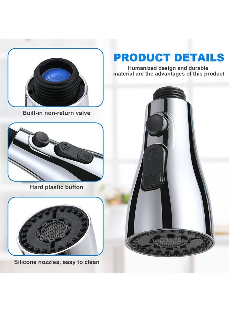 Fasola Kitchen Tap Spray Head, 360° Swivel Spout Faucet Extender 3 Modes, High Pressure Water Faucet Sprayer Aerator Attachment, FM22 FM24 G1/2 Kitchen Sink Tap Nozzle Replacement Head with Adapters (Silver) - Image 5