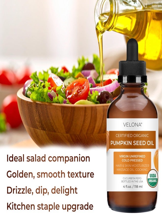 velona Pumpkin Seed Oil USDA Certified Organic - 4 Fl Oz | 100% Pure and Natural Carrier Oil | Unrefined, Cold Pressed | Cooking, Face, Hair, Body & Skin Care | Use Today - Enjoy Result - Image 5