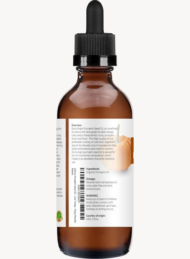 velona Pumpkin Seed Oil USDA Certified Organic - 4 Fl Oz | 100% Pure and Natural Carrier Oil | Unrefined, Cold Pressed | Cooking, Face, Hair, Body & Skin Care | Use Today - Enjoy Result - Image 3