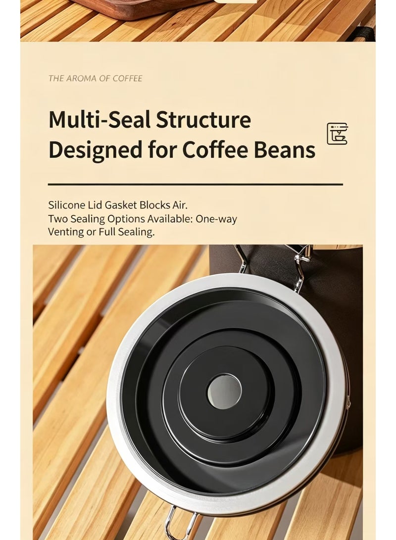 304 Stainless Steel Airtight Coffee Bean Storage Canister with Date Tracker and Measuring Spoon Holder, Matte Black - Image 5