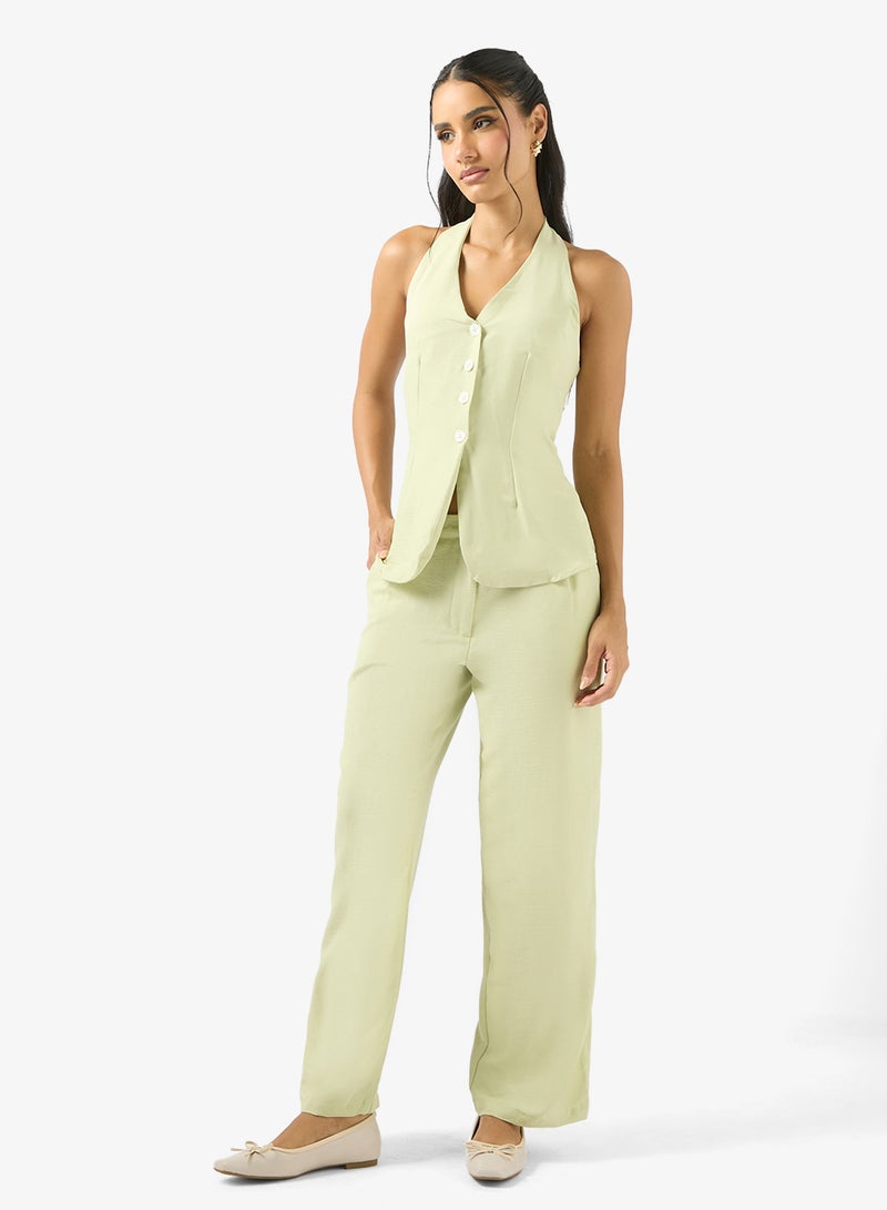 Ginger Longline Button Up Vest & Pant Set - Image 1