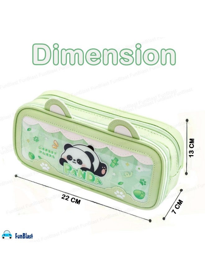 فنبلاست حقائب فن بلاست باندا للبنات - حقيبة متعددة الاستخدامات بسحاب لأطفال المدارس، وصندوق منظم للأدوات المكتبية، وحافظة أقلام أنيقة لطلاب المدارس والجامعات (أخضر-بنسلفانيا) - Image 2