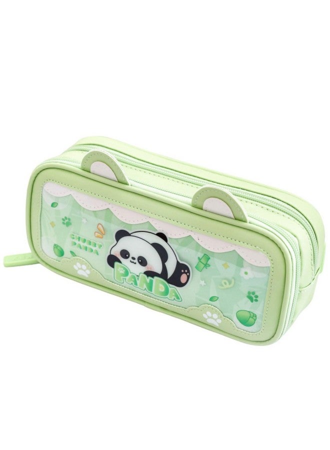 فنبلاست حقائب فن بلاست باندا للبنات - حقيبة متعددة الاستخدامات بسحاب لأطفال المدارس، وصندوق منظم للأدوات المكتبية، وحافظة أقلام أنيقة لطلاب المدارس والجامعات (أخضر-بنسلفانيا) - Image 1