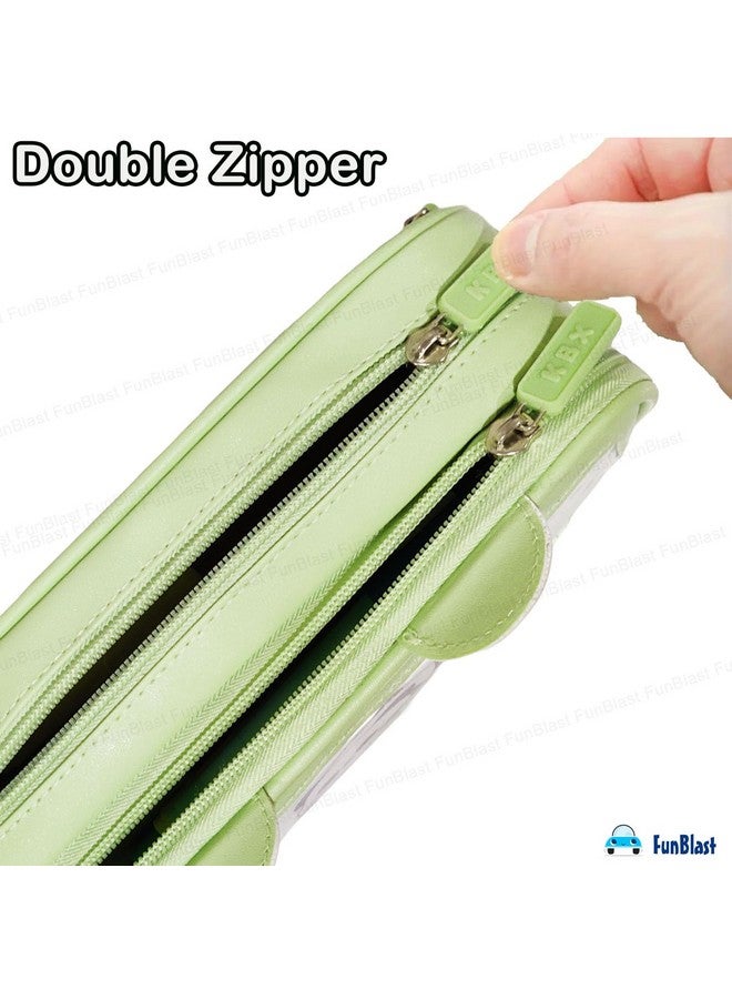 فنبلاست حقائب فن بلاست باندا للبنات - حقيبة متعددة الاستخدامات بسحاب لأطفال المدارس، وصندوق منظم للأدوات المكتبية، وحافظة أقلام أنيقة لطلاب المدارس والجامعات (أخضر-بنسلفانيا) - Image 3