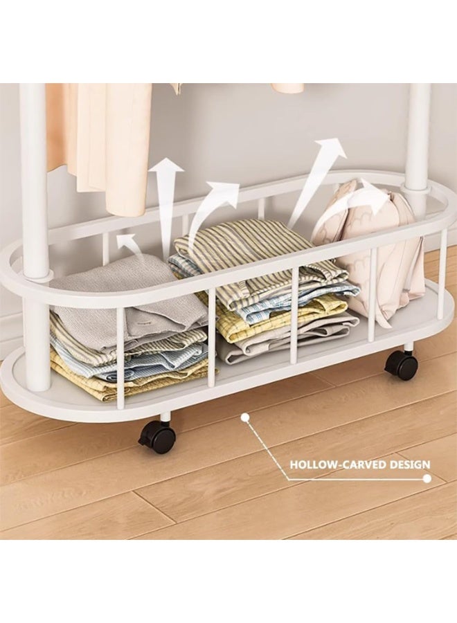 هيكسدريم رف المعطف ، رف الملابس المتداول ، رف المعطف الكبير المتنقل المعدني مع تخزين السلة ، رف المعطف متعدد الوظائف للملابس المعلقة والأكياس والقبعات (الأبيض) 80 * 30 * 170 سم - Image 4