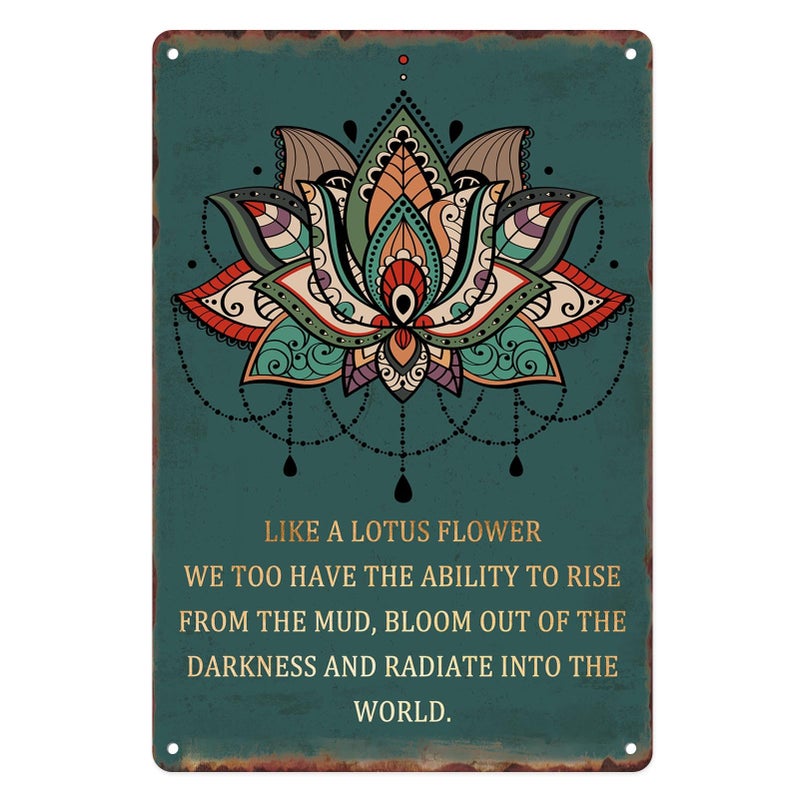 Sanwarm Metal Sign 8X12 Inch, Like A Lotus Flower Inspirational Lotus Vintage Tin Sign Wall Art Decor for Home, Living Room, Kitchen, Garden, Bedroom, Office, Hotel, Cafe And Pub Decoration - Image 1
